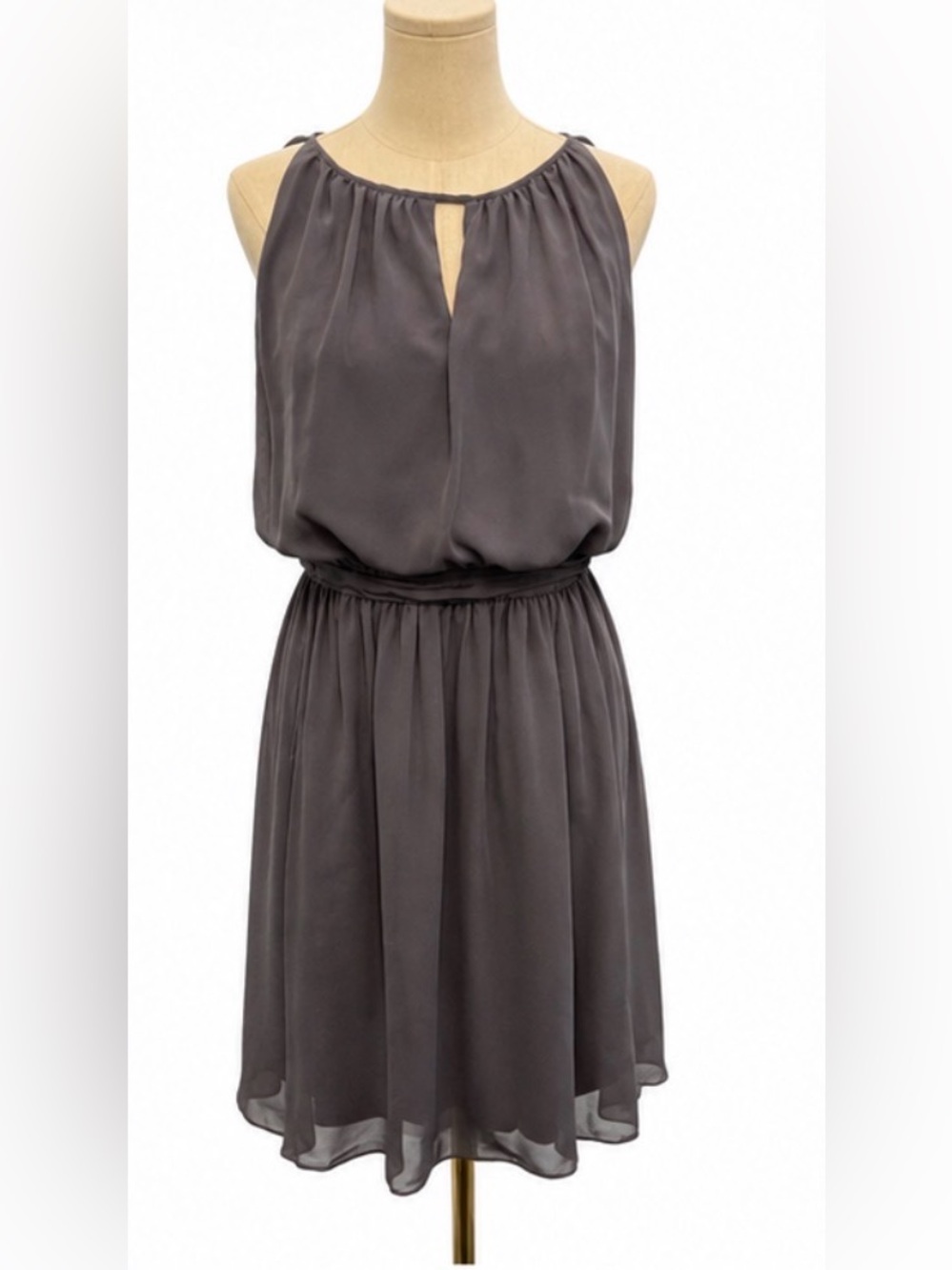 Adrianna Papell Gray Chiffon Blouson Dress – Size 8